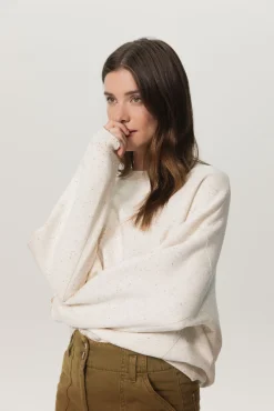 Beige oversized sweatshirt met multicolour melange effect