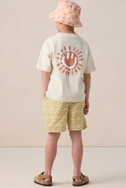 Beige oversized T-shirt met artwork