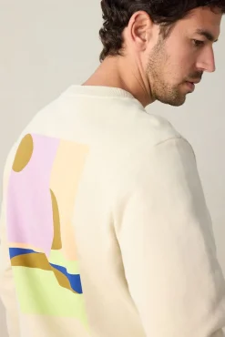 Beige sweater met grafische print