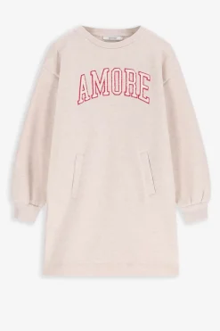Beige sweatjurk met artwork