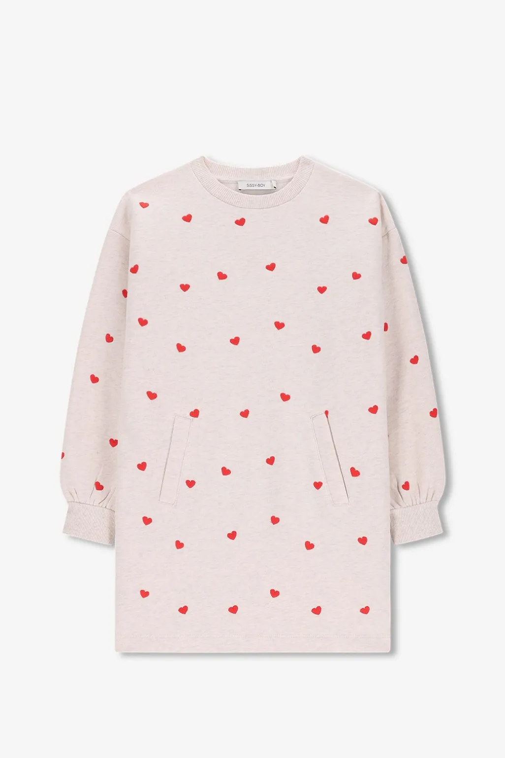 Beige sweatjurk met hartjes