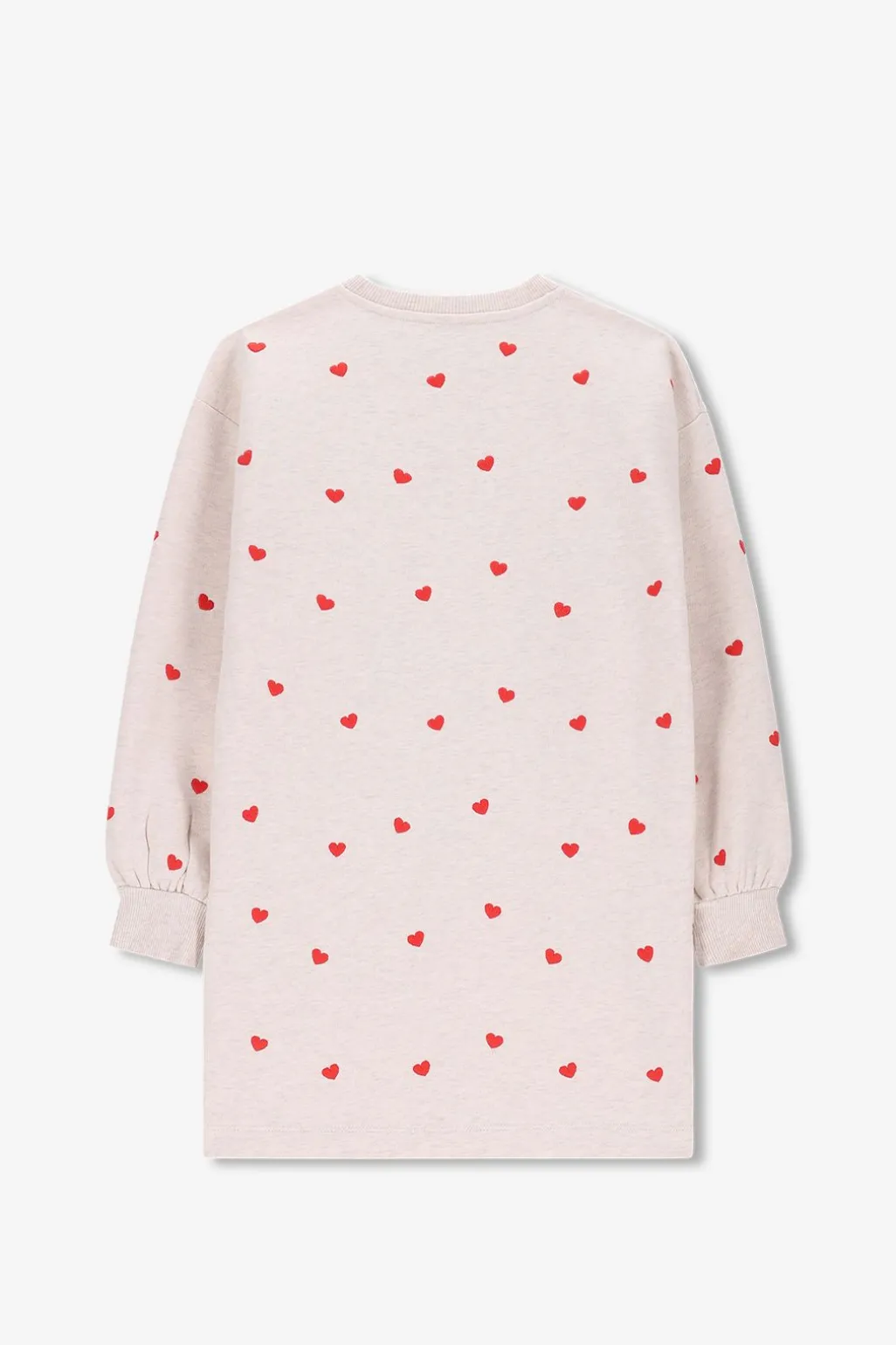 Beige sweatjurk met hartjes