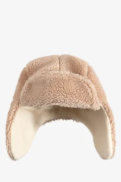 Beige teddy pilotenmuts
