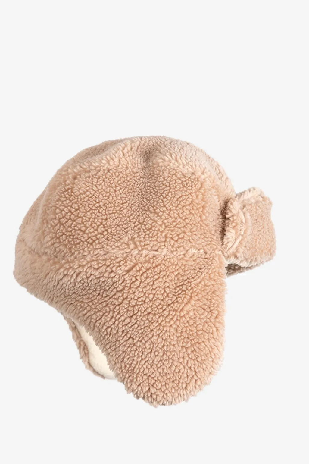 Beige teddy pilotenmuts