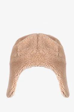 Beige teddy pilotenmuts