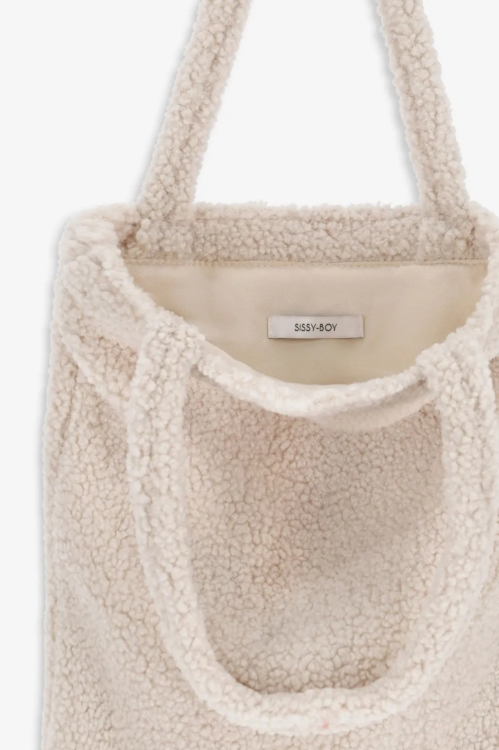 Beige teddy shopper