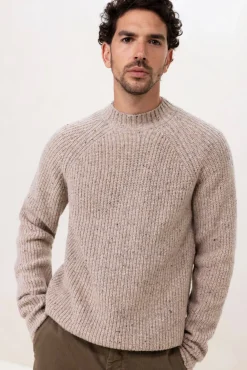 Beige wollen trui met textuur