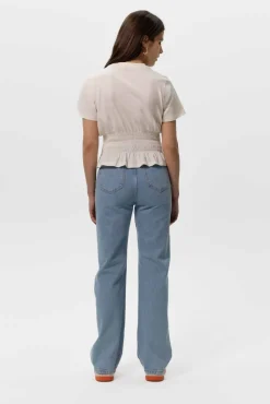 Belize blauwe high waist wide leg jeans