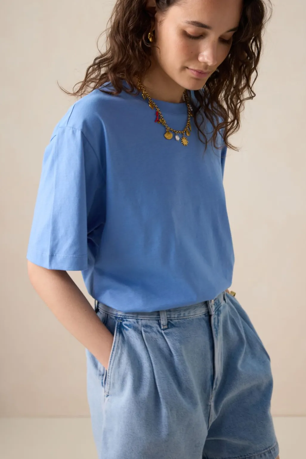 Blauw boxy T-shirt