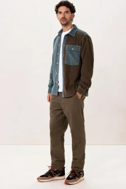 Blauw colourblock overhemd