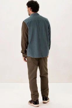 Blauw colourblock overhemd