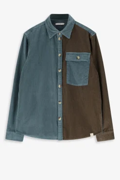 Blauw colourblock overhemd