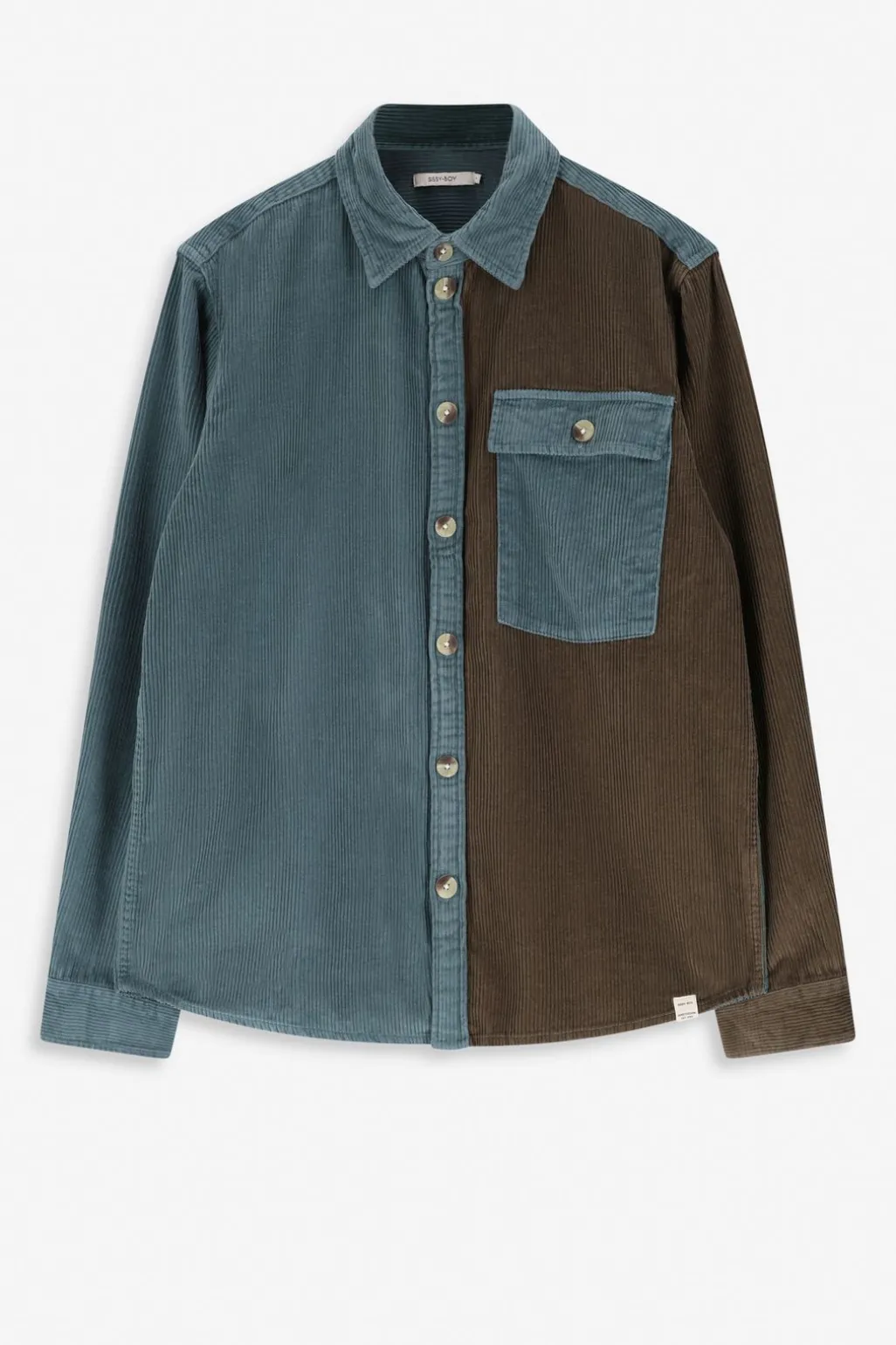 Blauw colourblock overhemd