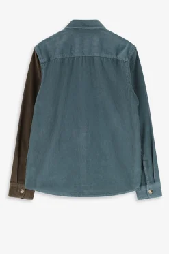 Blauw colourblock overhemd