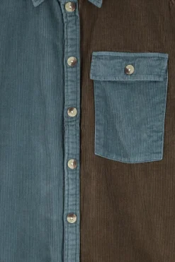 Blauw colourblock overhemd