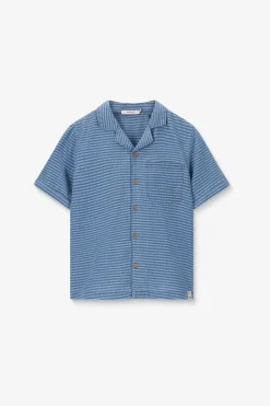 Blauw denim geruit overhemd