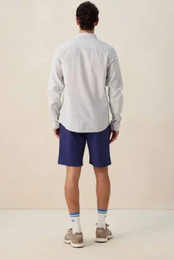 Blauw gestreept linnen overhemd