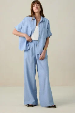 Blauw gestreepte blouse