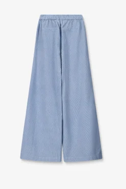 Blauw gestreepte high waist wide leg broek