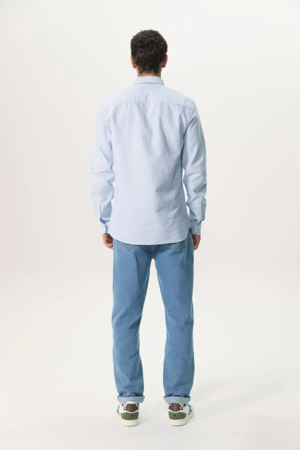 Blauw katoenen Oxford overhemd