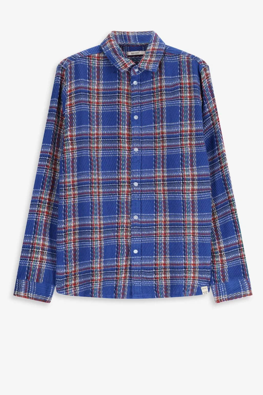 Blauw met rood geruit overhemd