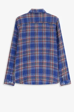 Blauw met rood geruit overhemd
