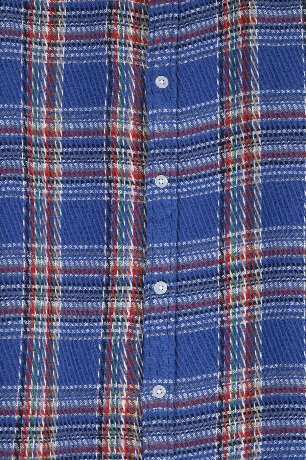 Blauw met rood geruit overhemd