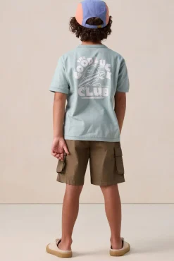 Blauw oversized t-shirt met print