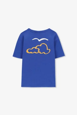Blauw oversized T-shirt met print
