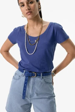 Blauw T-shirt met ronde hals