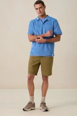 Blauwe badstof polo