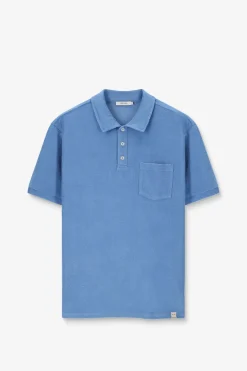 Blauwe badstof polo