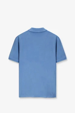 Blauwe badstof polo