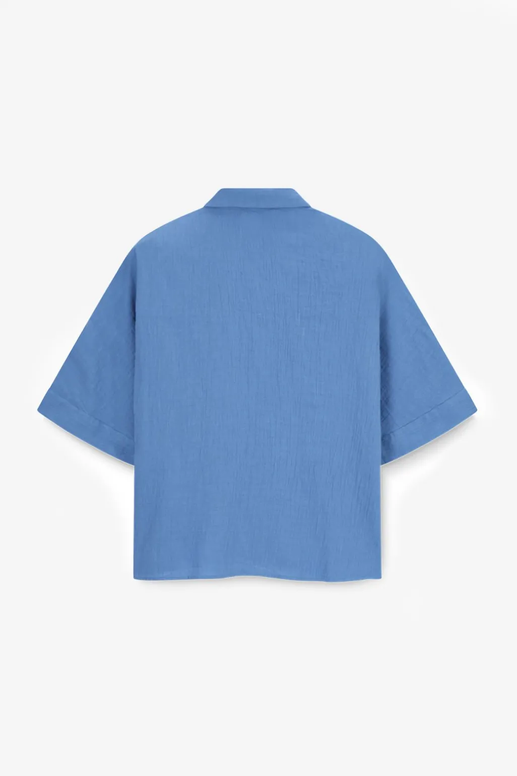 Blauwe blouse met borstzak