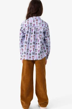 Blauwe blouse met strikkenprint