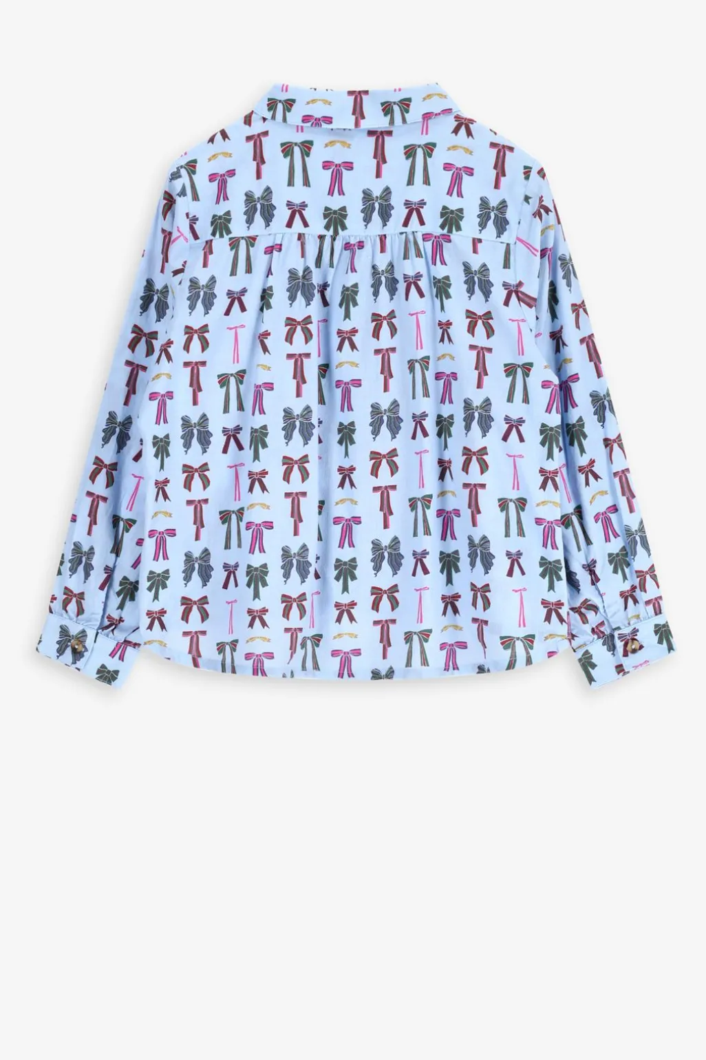 Blauwe blouse met strikkenprint