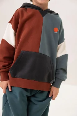 Blauwe colourblock hoodie