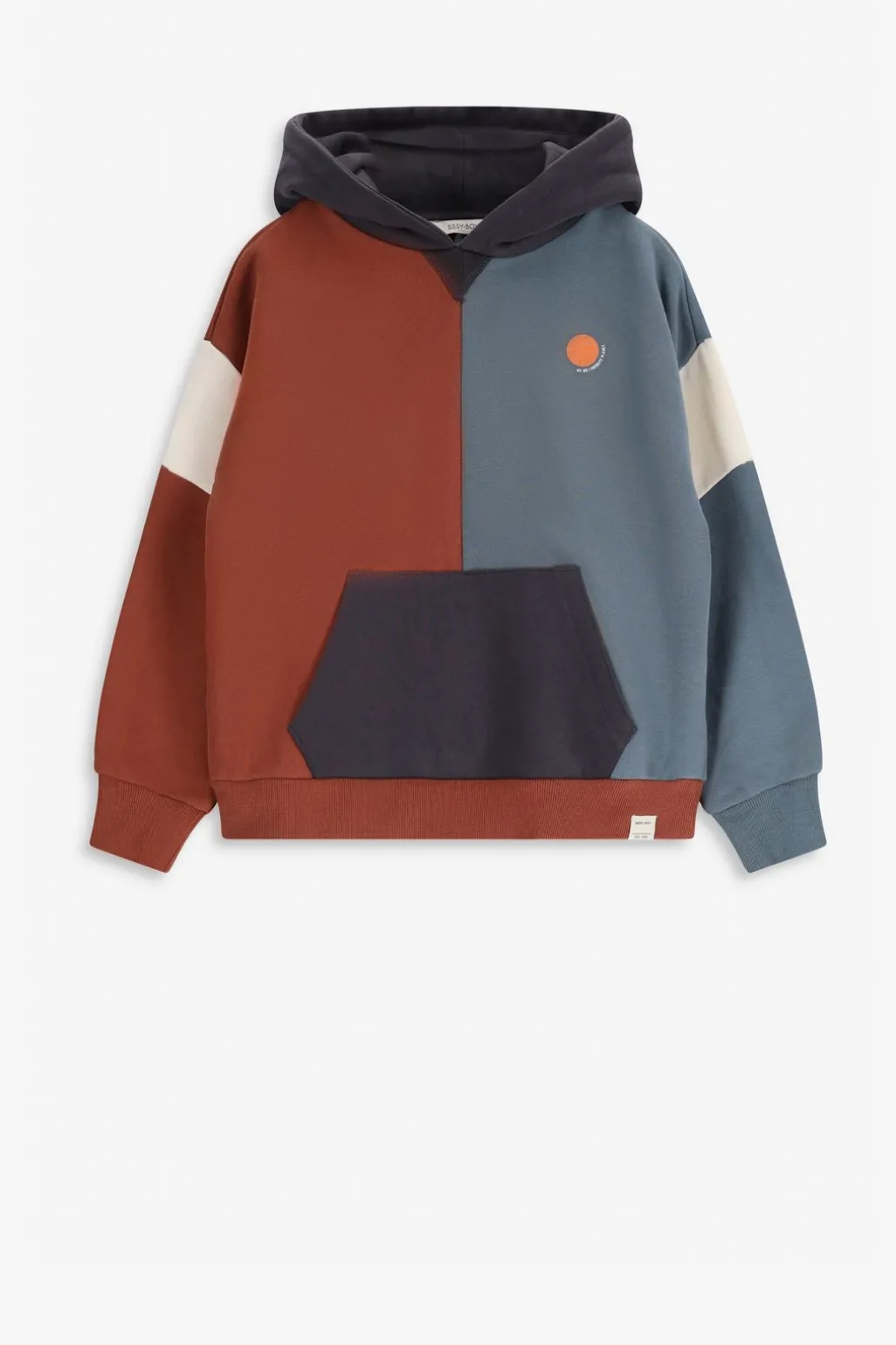 Blauwe colourblock hoodie
