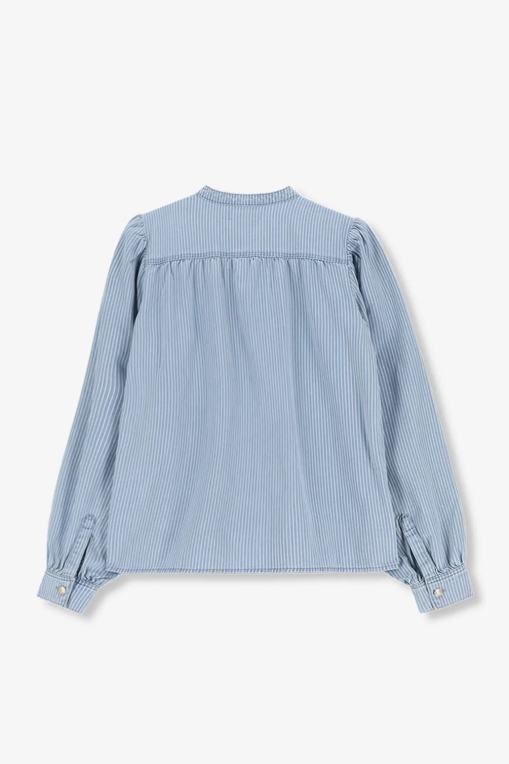 Blauwe denim blouse met strepen