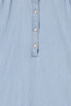 Blauwe denim blouse met strepen