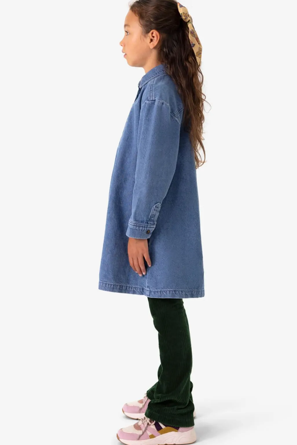 Blauwe denim jurk met kraag