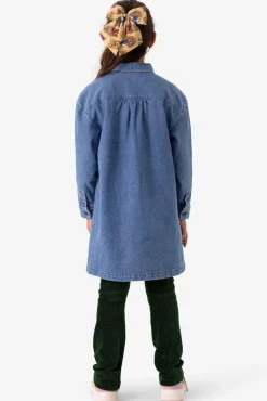 Blauwe denim jurk met kraag