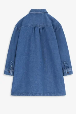 Blauwe denim jurk met kraag