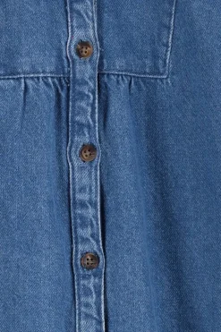 Blauwe denim jurk met kraag