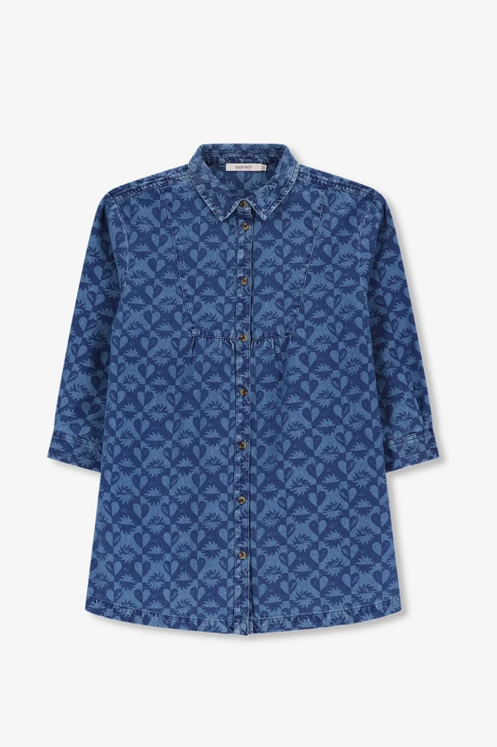Blauwe denim jurk met print
