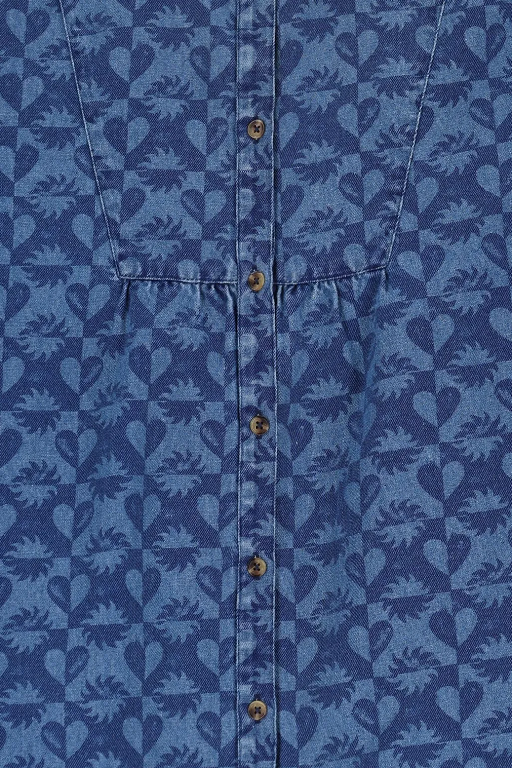 Blauwe denim jurk met print