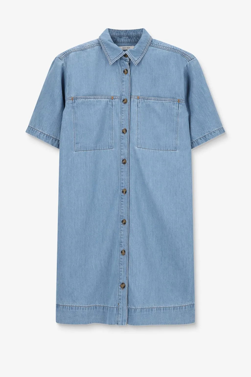Blauwe denim midi jurk