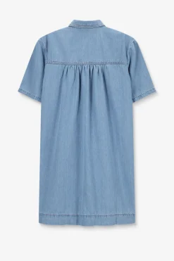 Blauwe denim midi jurk