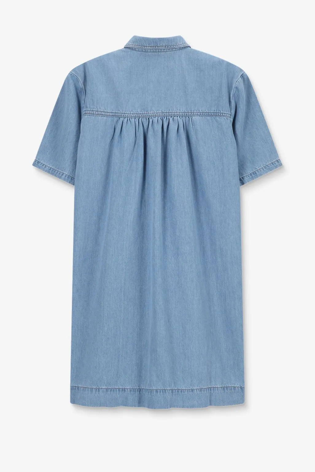 Blauwe denim midi jurk