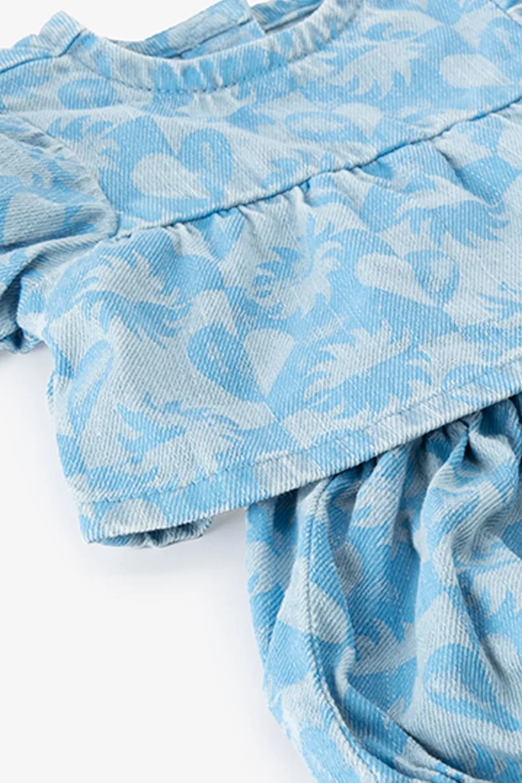 Blauwe denim poppen kleding set